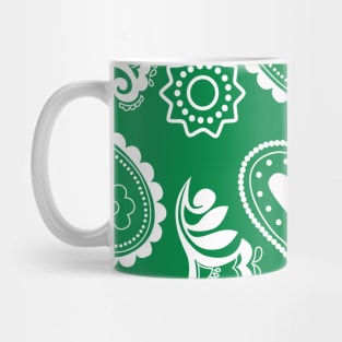 Mandala Pattern Green and White Halloween Fall Autumn Season Mug